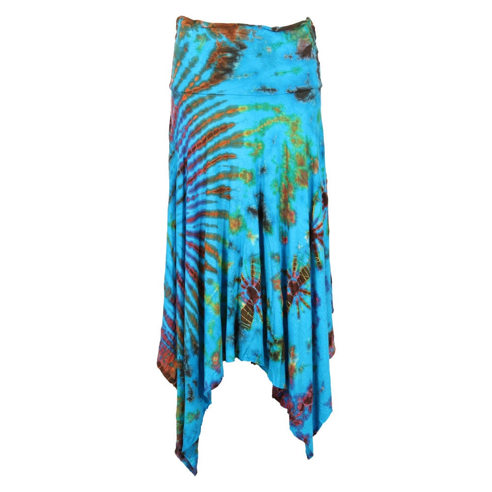 Tie Dye Midi Skirt with Hanky Hem
