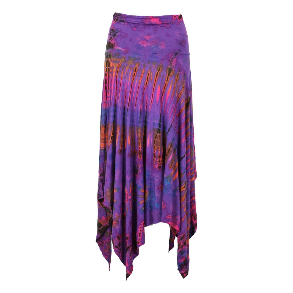 Tie Dye Midi Skirt with Hanky Hem