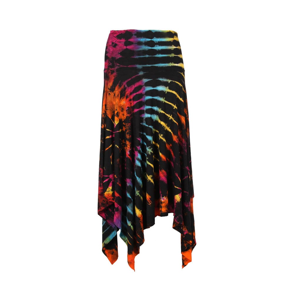 Tie Dye Midi Skirt with Hanky Hem