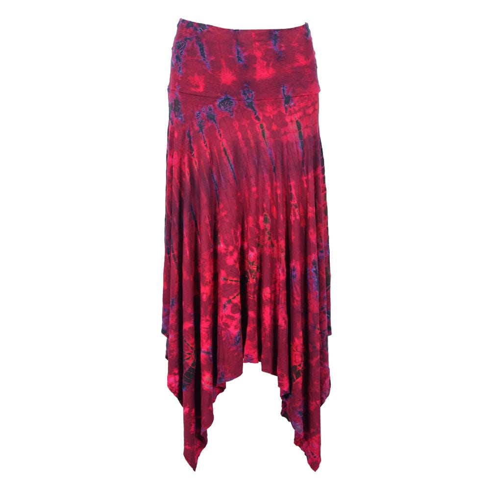 Tie Dye Midi Skirt with Hanky Hem