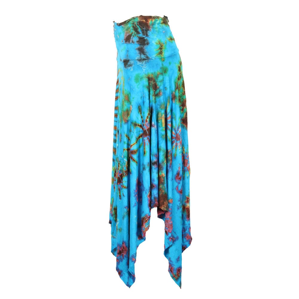 Tie Dye Midi Skirt with Hanky Hem