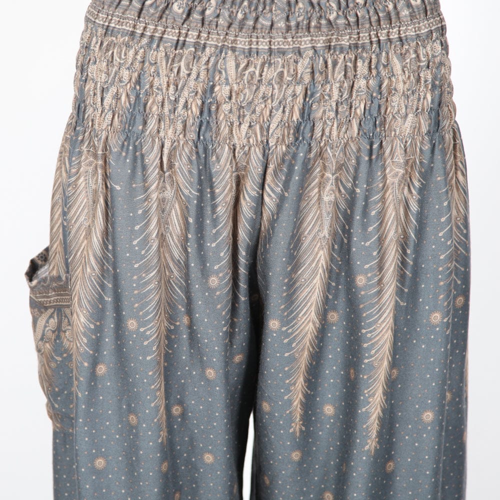Feather Print Harem Pants in Rayon
