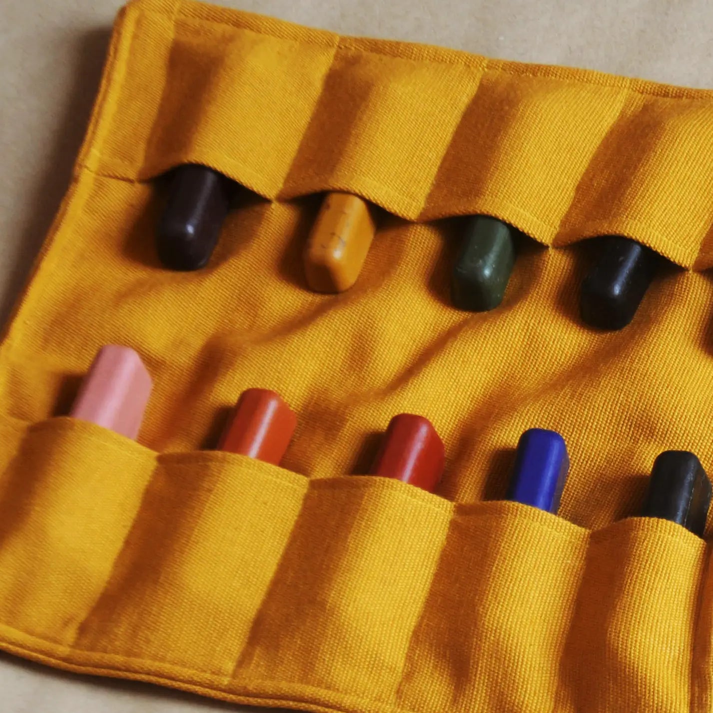 Toddler Beeswax Crayon Fingers Set of 10 with Cotton Roll