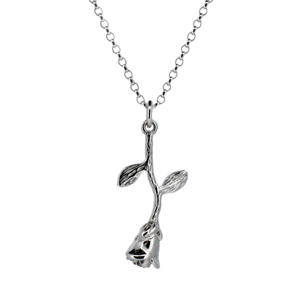 Sterling Silver Rose Pendant Necklace