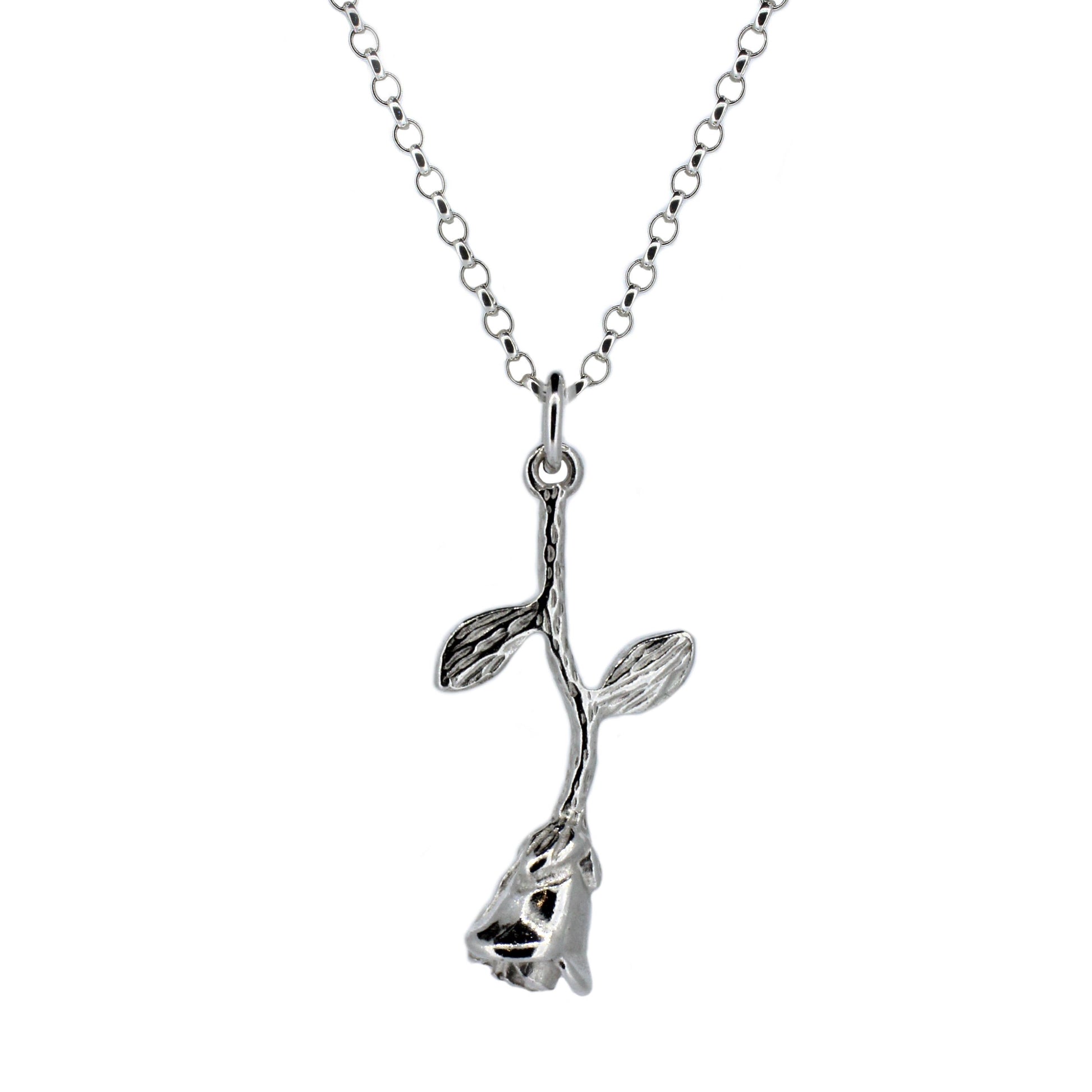 Sterling Silver Rose Pendant Necklace
