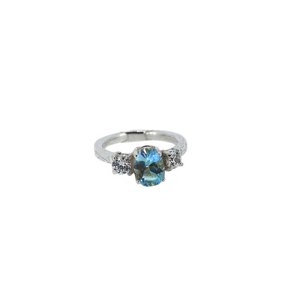 Blue Topaz Princess Ring in Sterling Silver