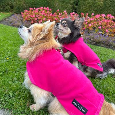 Tiny Toastie Water Repellent Fleece Dog Coat in Hot Pink