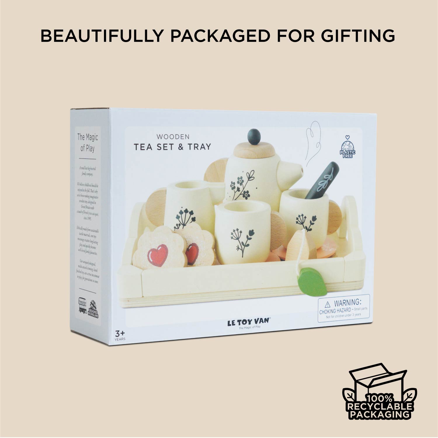 Wooden Tea Set and Tray for Kids