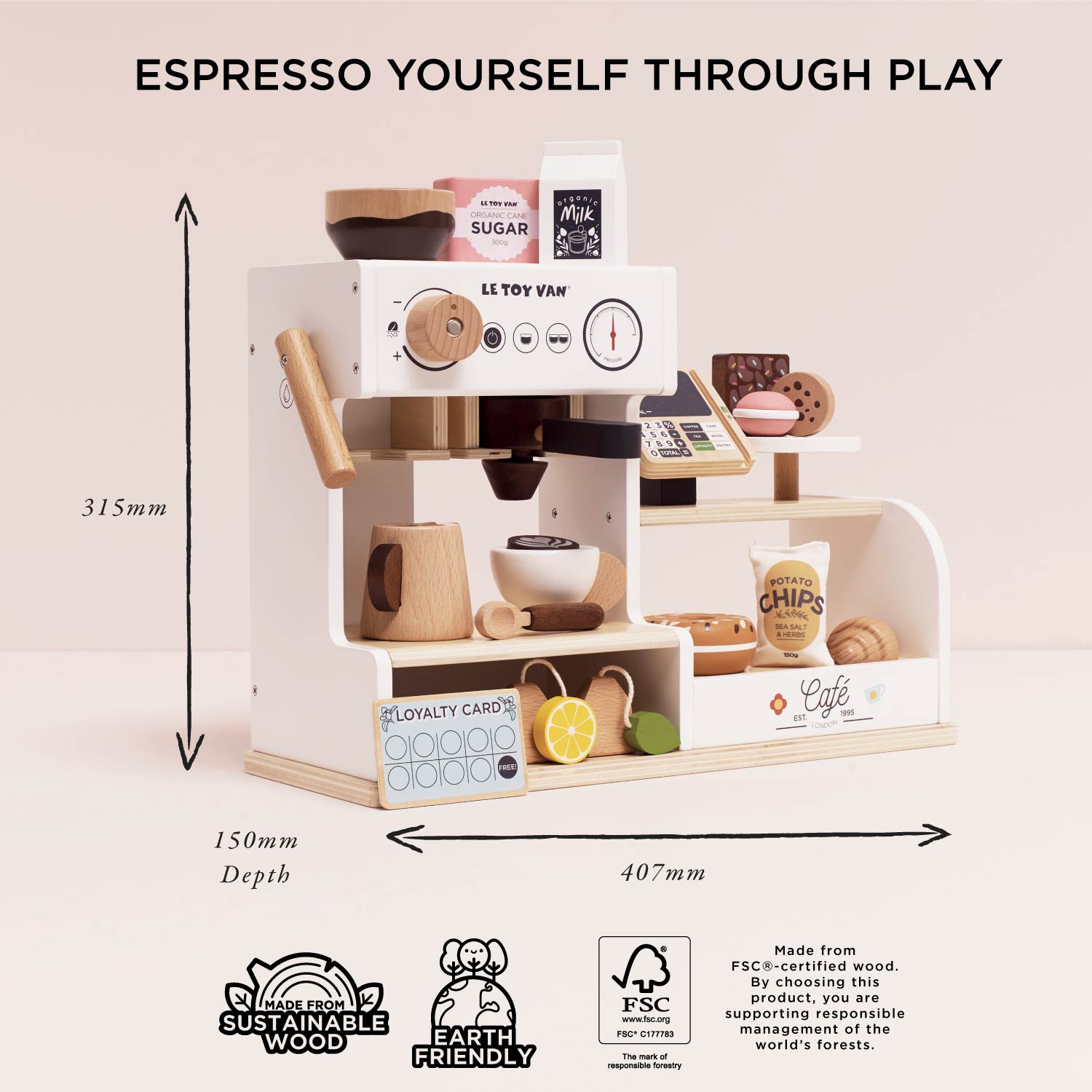 Tabletop Cafe Playset with Working Coffee Machine