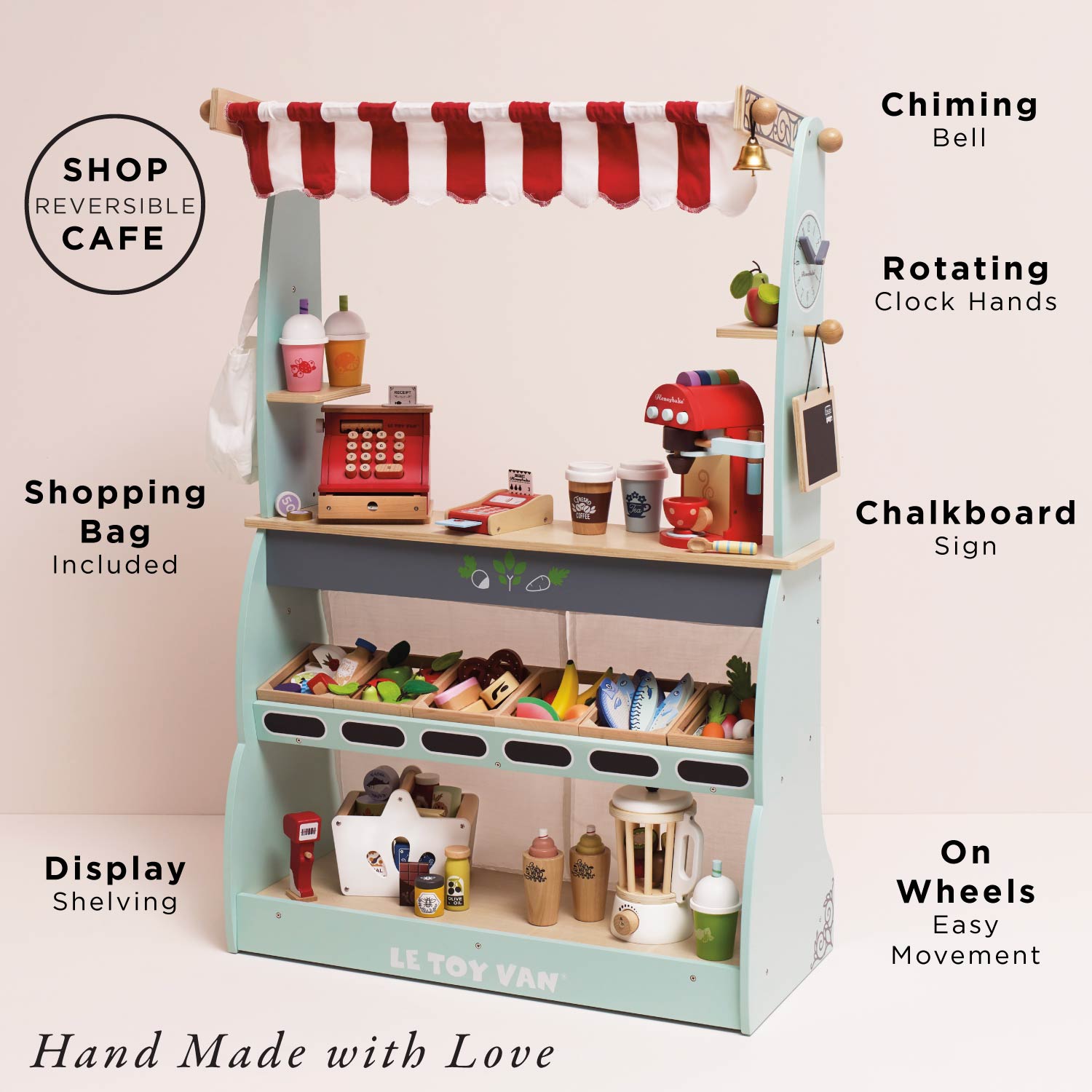 Reversible Wooden Shop and Cafe Market Stand