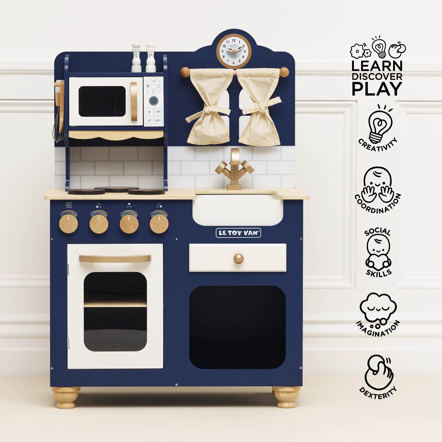 Wooden Play Kitchen in Royal Blue