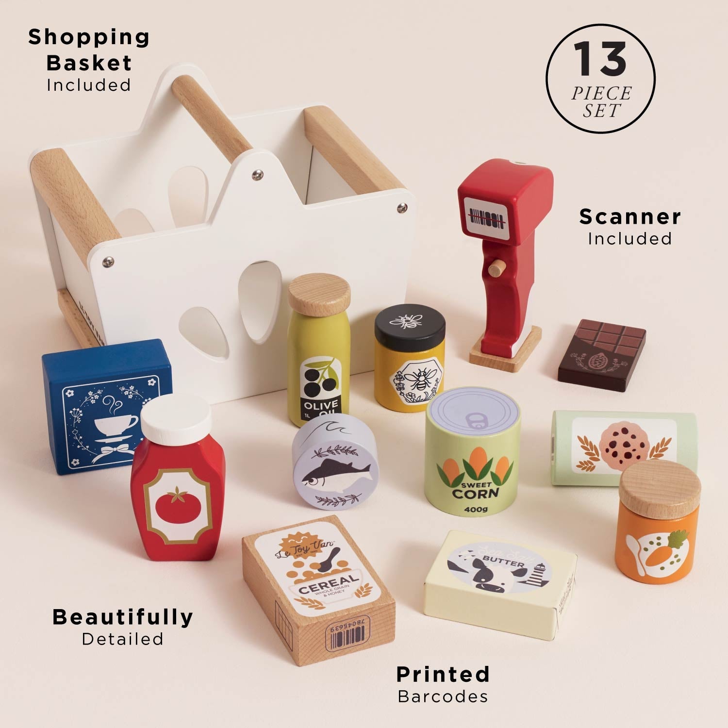 Wooden Grocery Set with Barcode Scanner