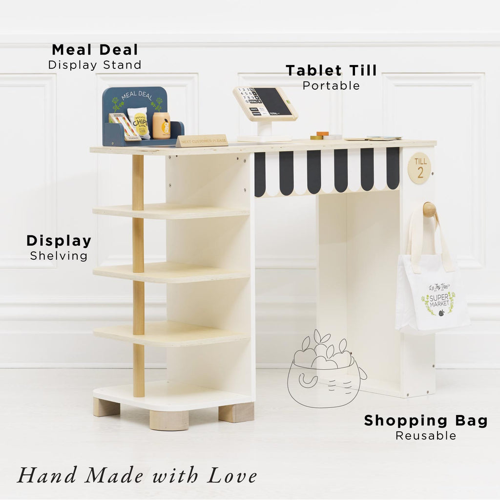 Wooden Supermarket Till Checkout and Accessories Set
