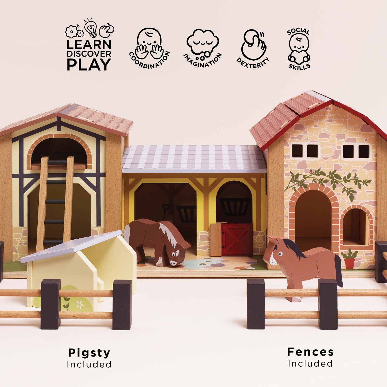 Wooden Farmyard Stables Playset