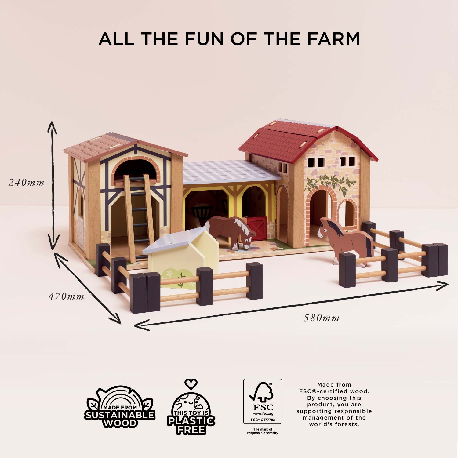 Wooden Farmyard Stables Playset