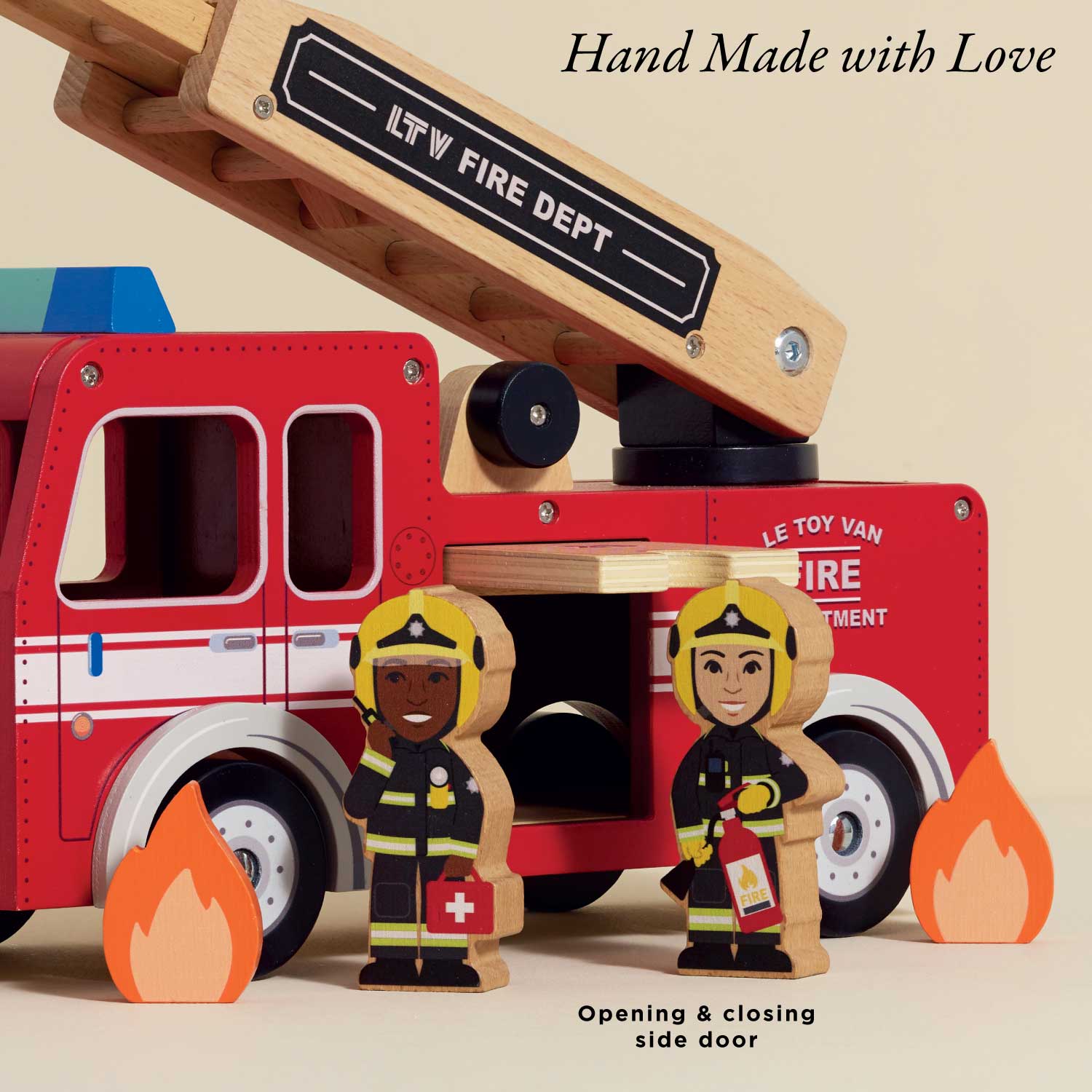 Wooden Fire Engine with Firefighter Characters