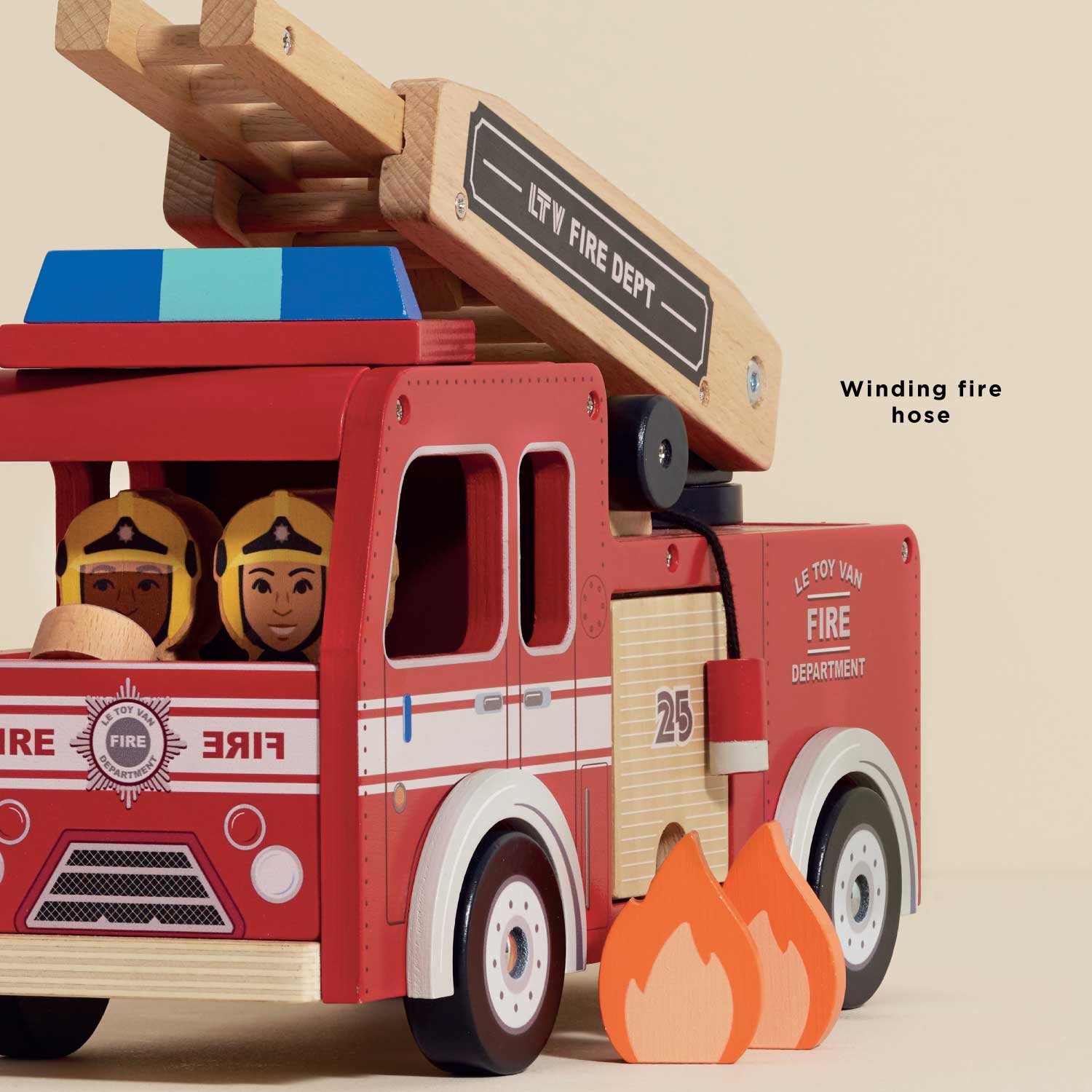 Wooden Fire Engine with Firefighter Characters