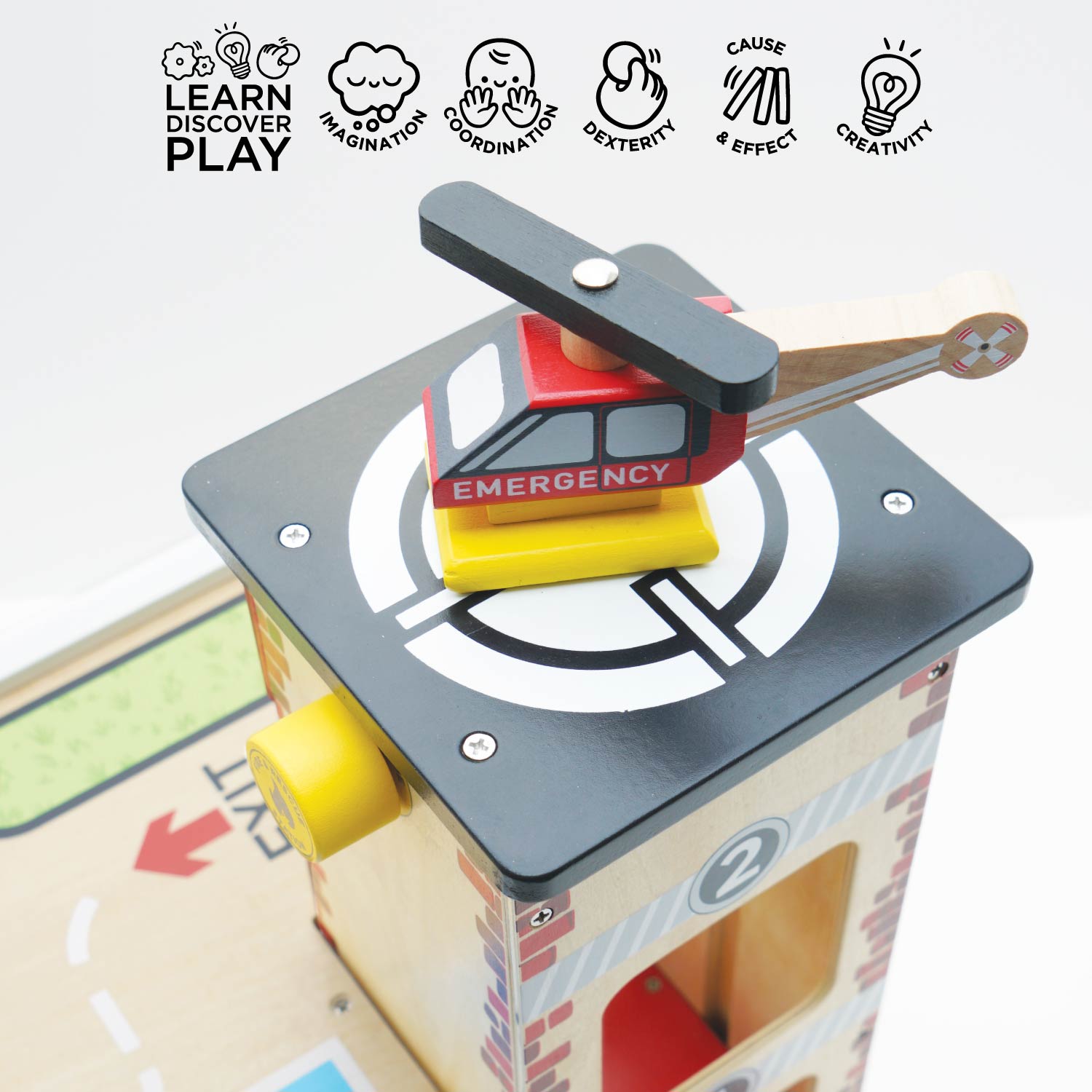 Wooden Fire and Rescue Garage with Working Lift