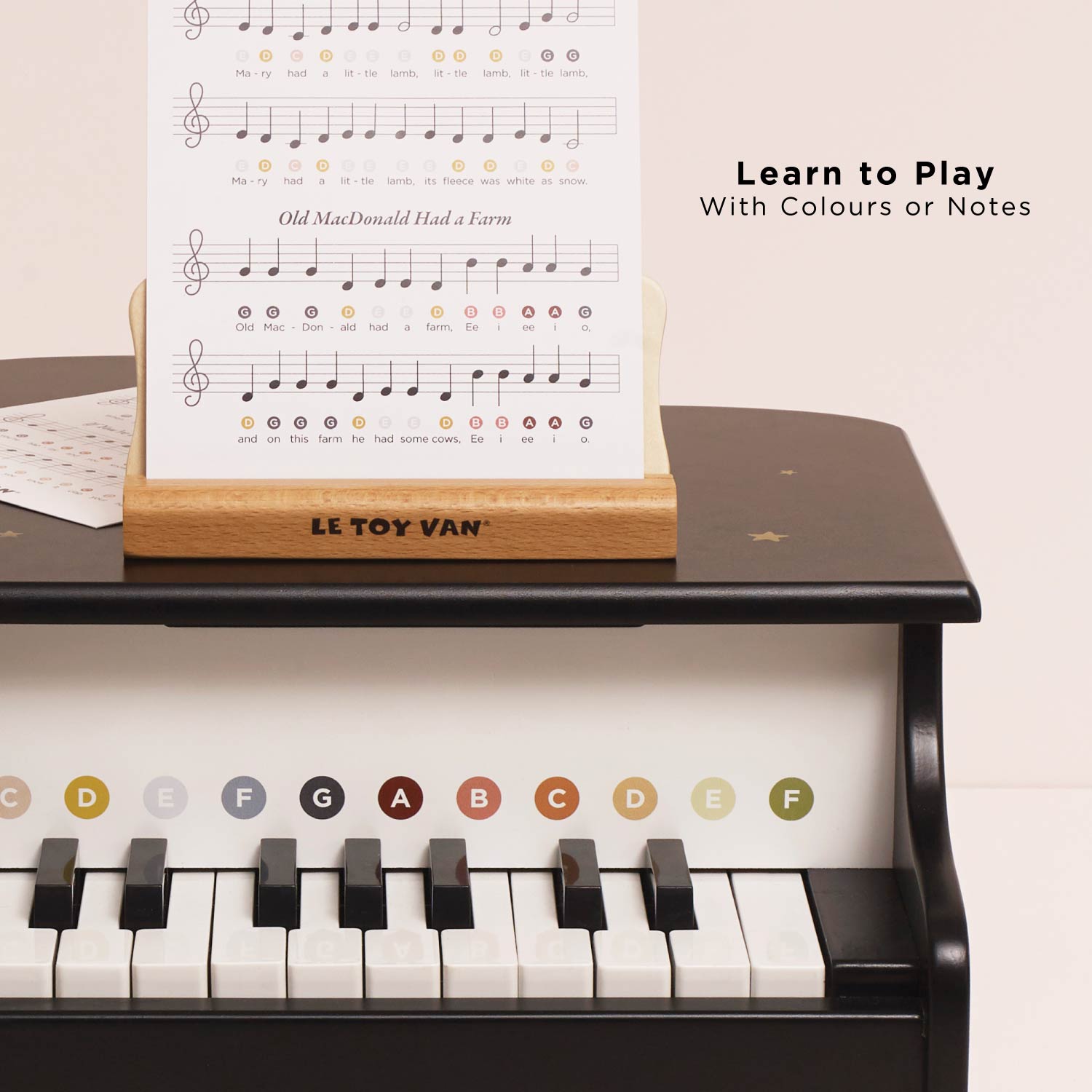 Wooden Grand Piano Toy with Music Stand and Nursery Rhyme Sheets