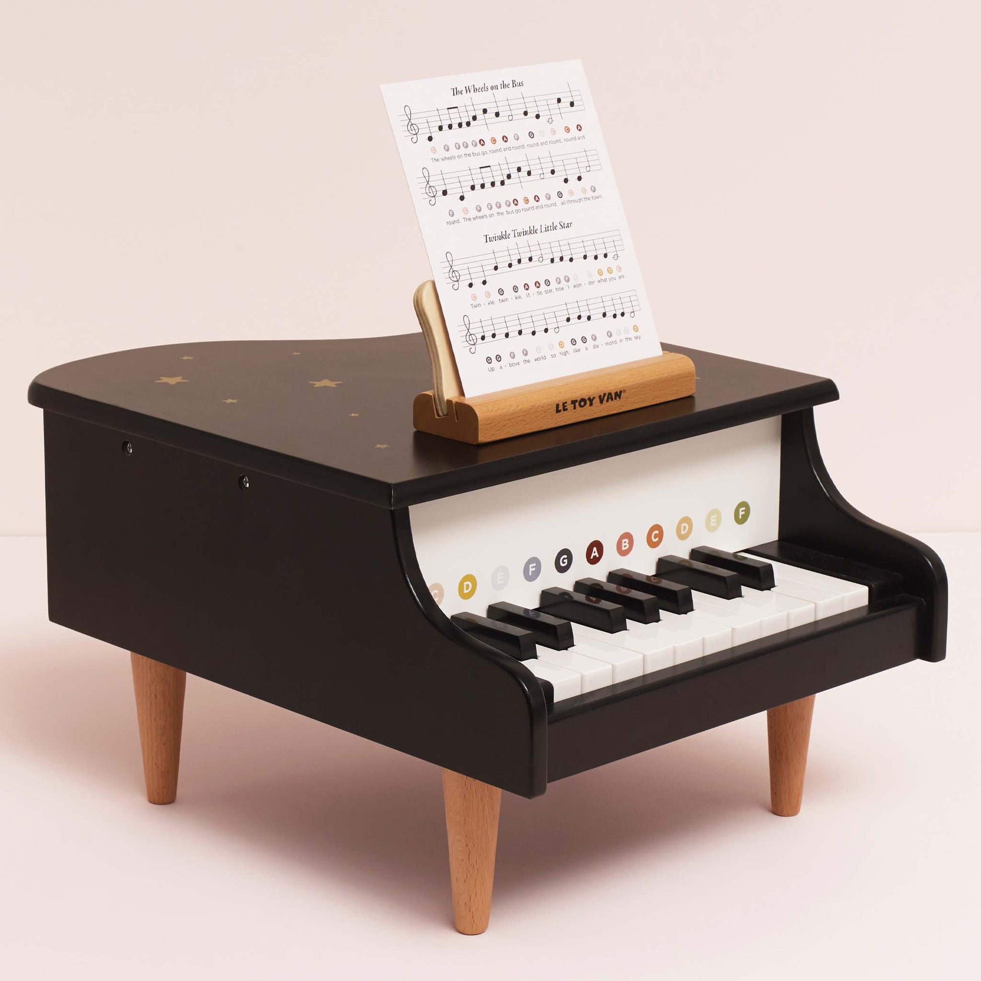 Wooden Grand Piano Toy with Music Stand and Nursery Rhyme Sheets