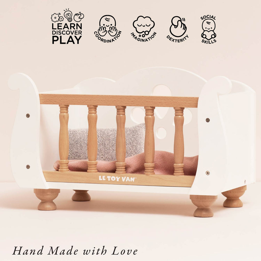 Wooden Doll's Cot with Bedding Set