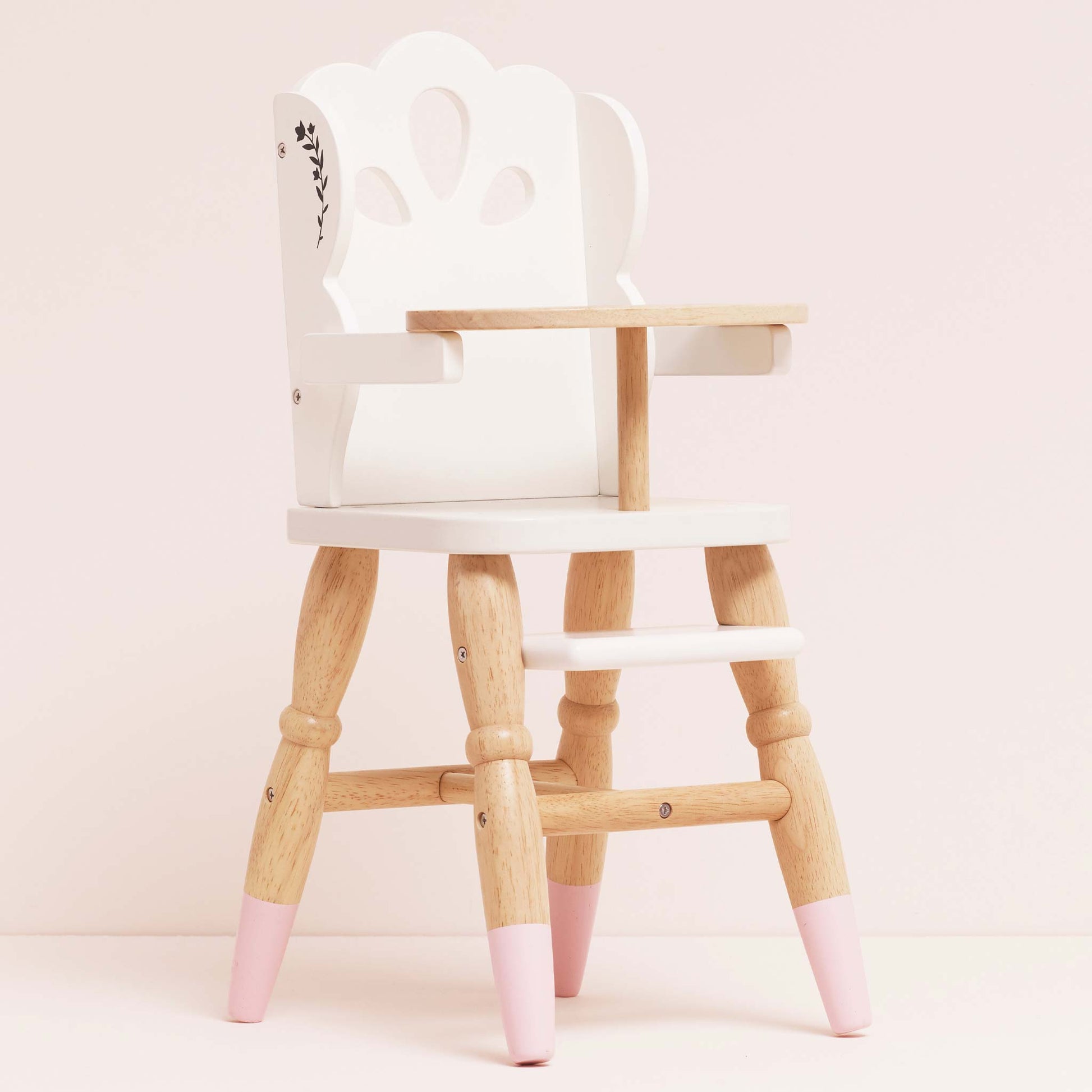 Wooden Doll High Chair for Pretend Play