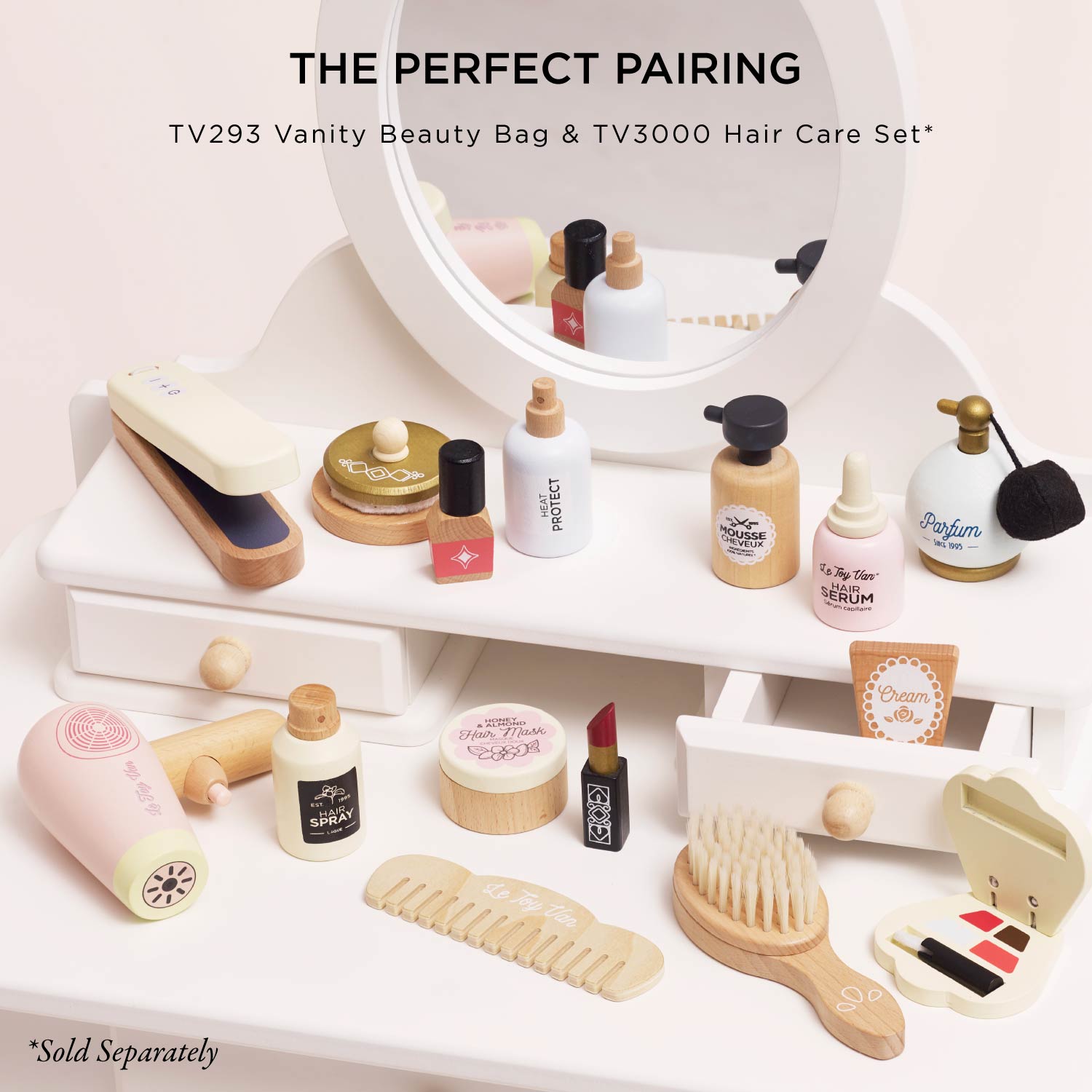 Vintage Dressing Table with Stool and Mirror