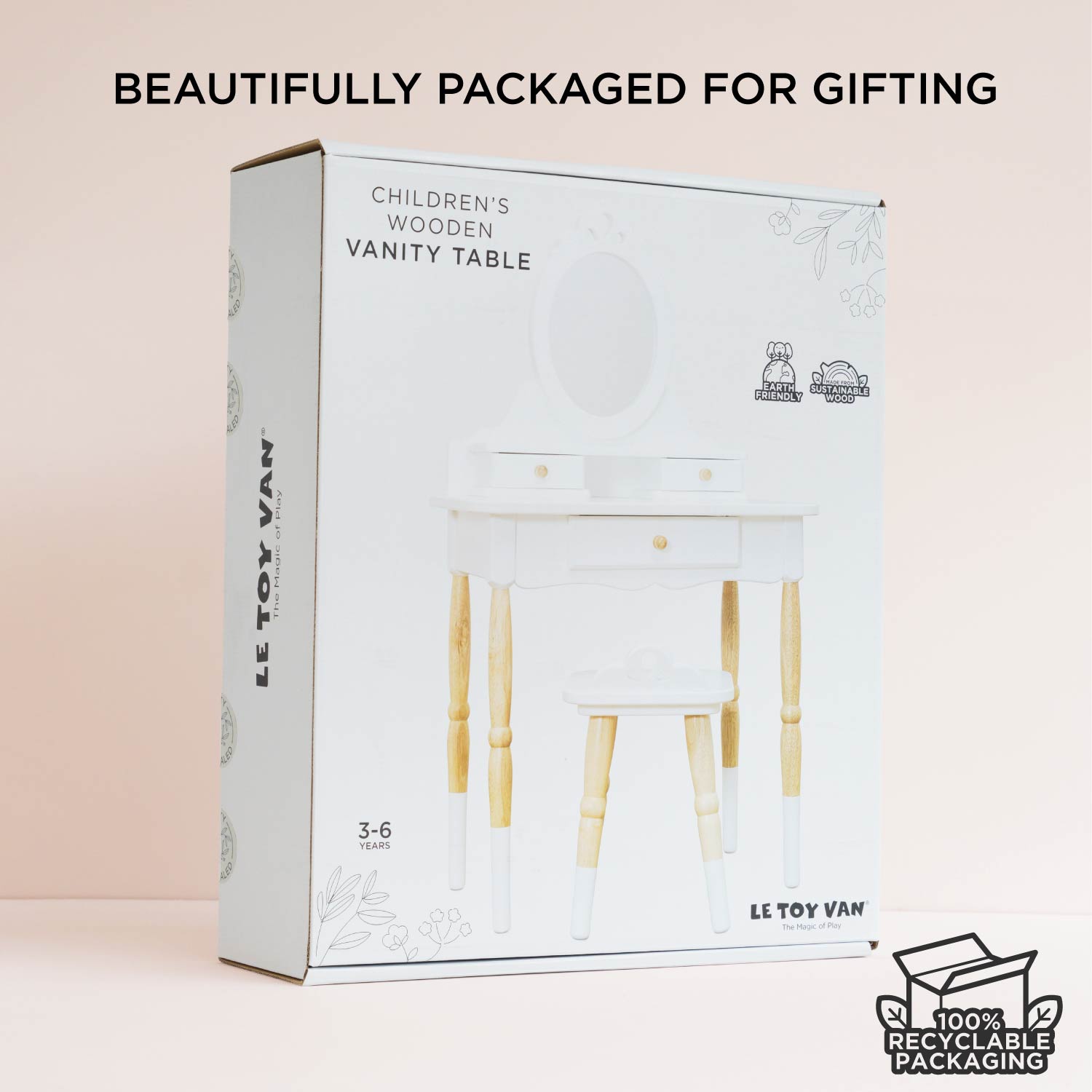 Vintage Dressing Table with Stool and Mirror