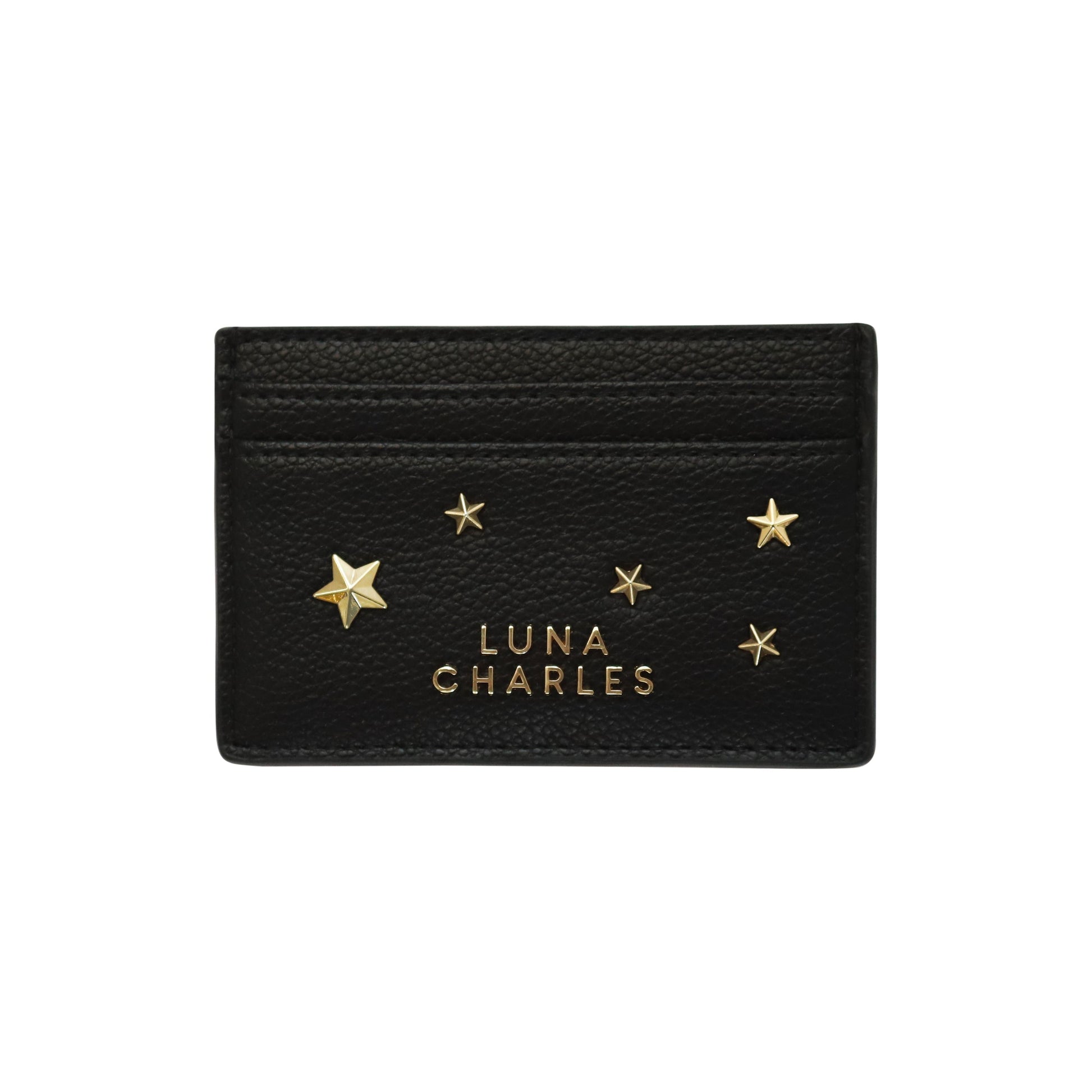 Star Studded Card Holder in Black and Gold