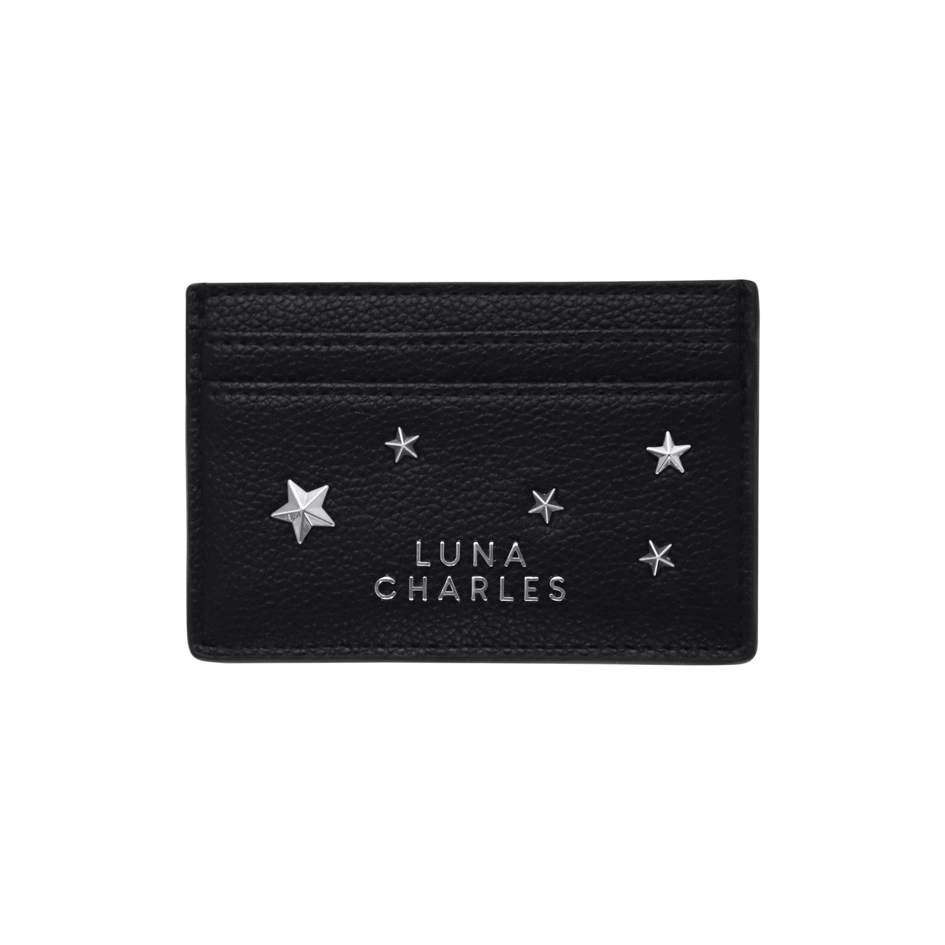 Star Studded Card Holder in Black and Silver