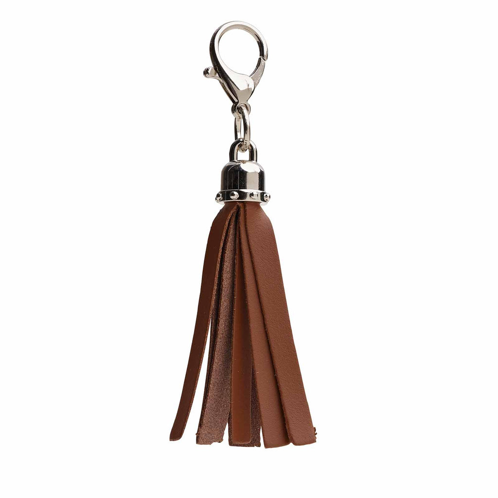 Mini Tassel Bag Charm in Chestnut
