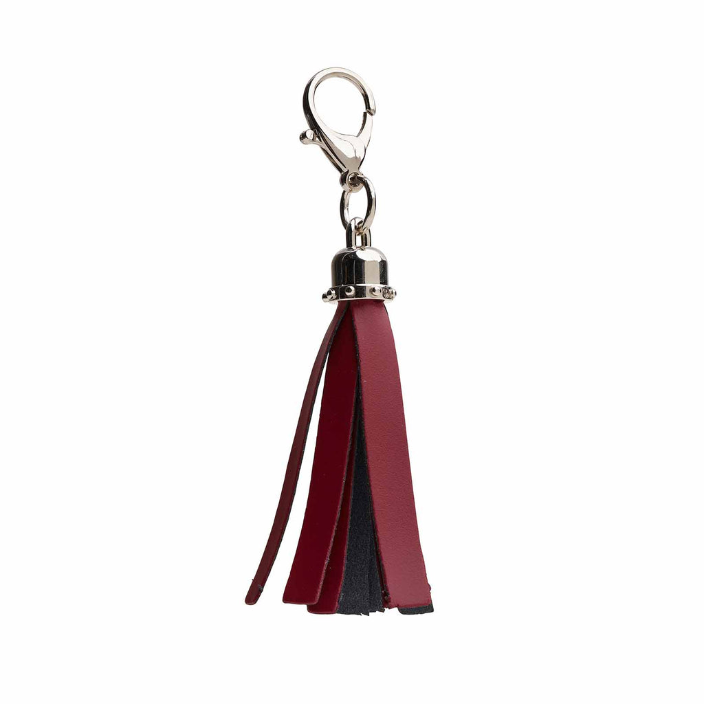Mini Tassel Bag Charm in Oxblood