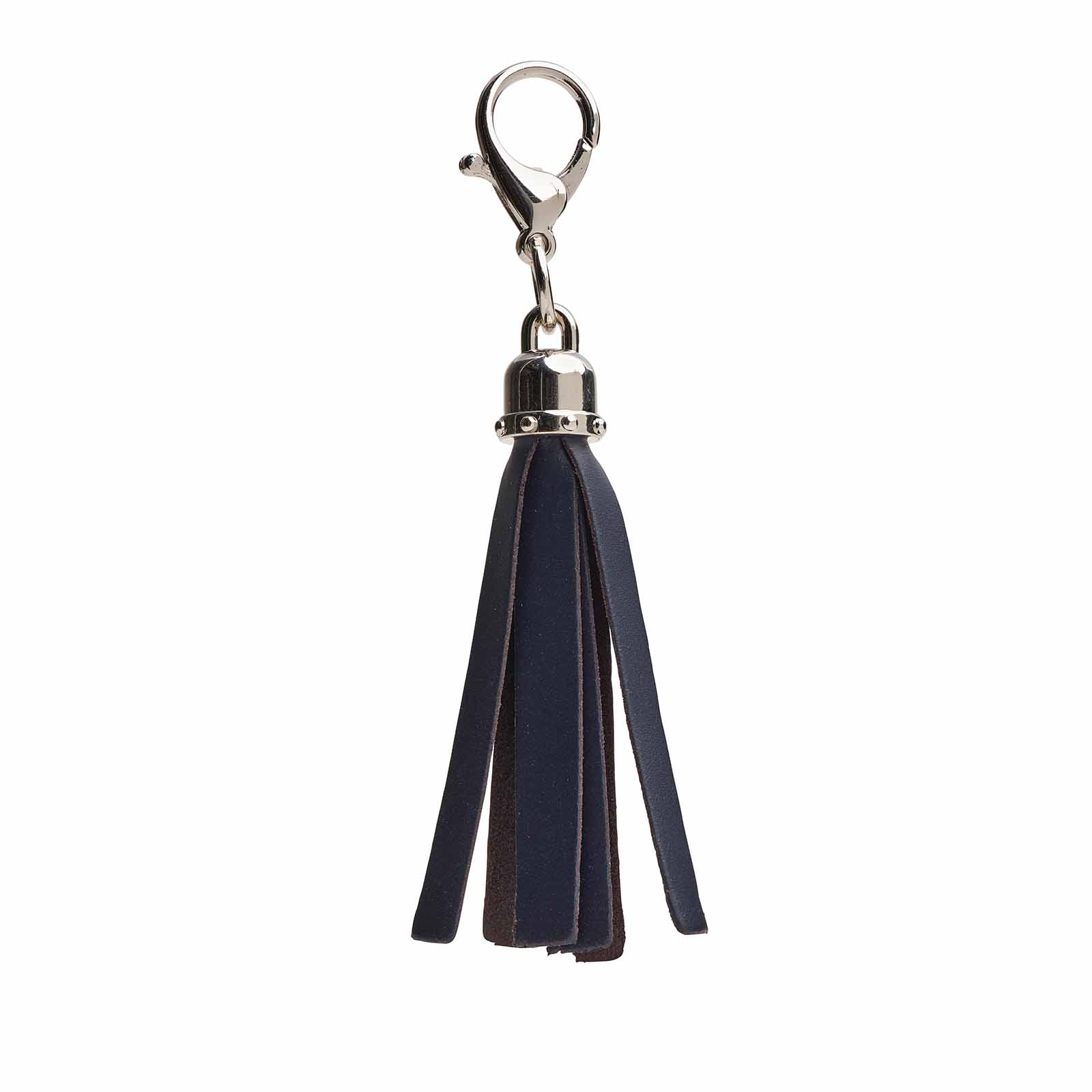 Navy Leather Tassel Bag Charm