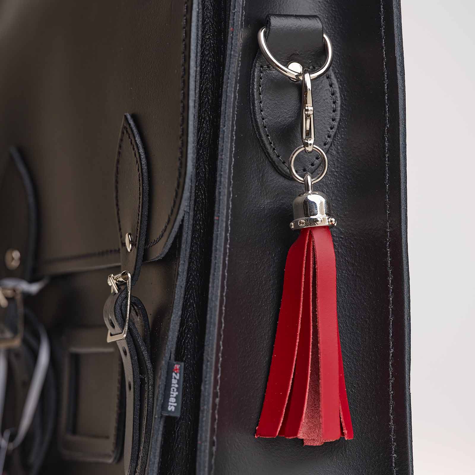 Red Leather Tassel Bag Charm