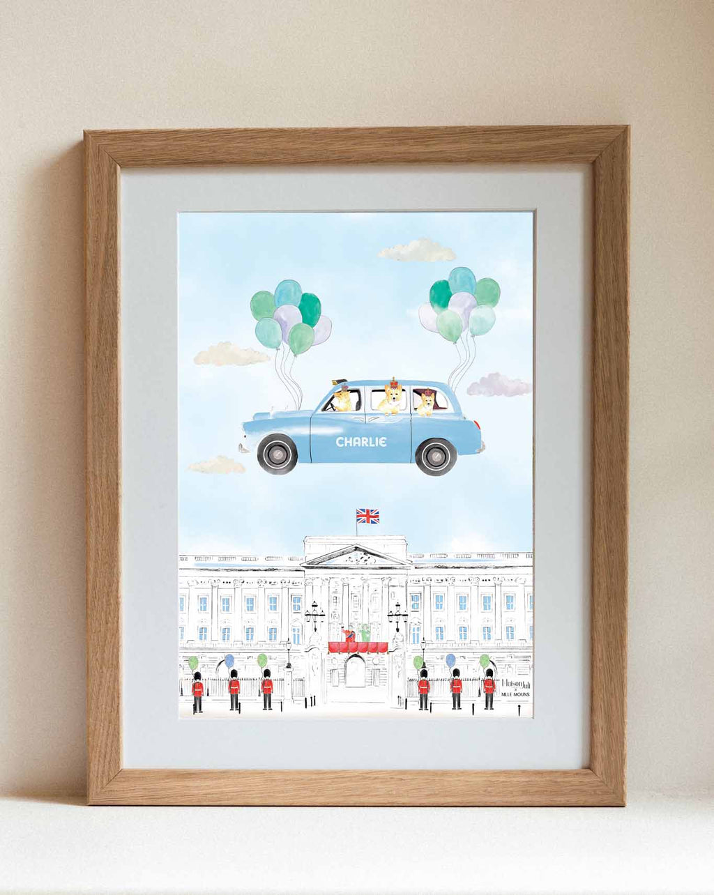 Flying Blue Black Cab of London Framed Print