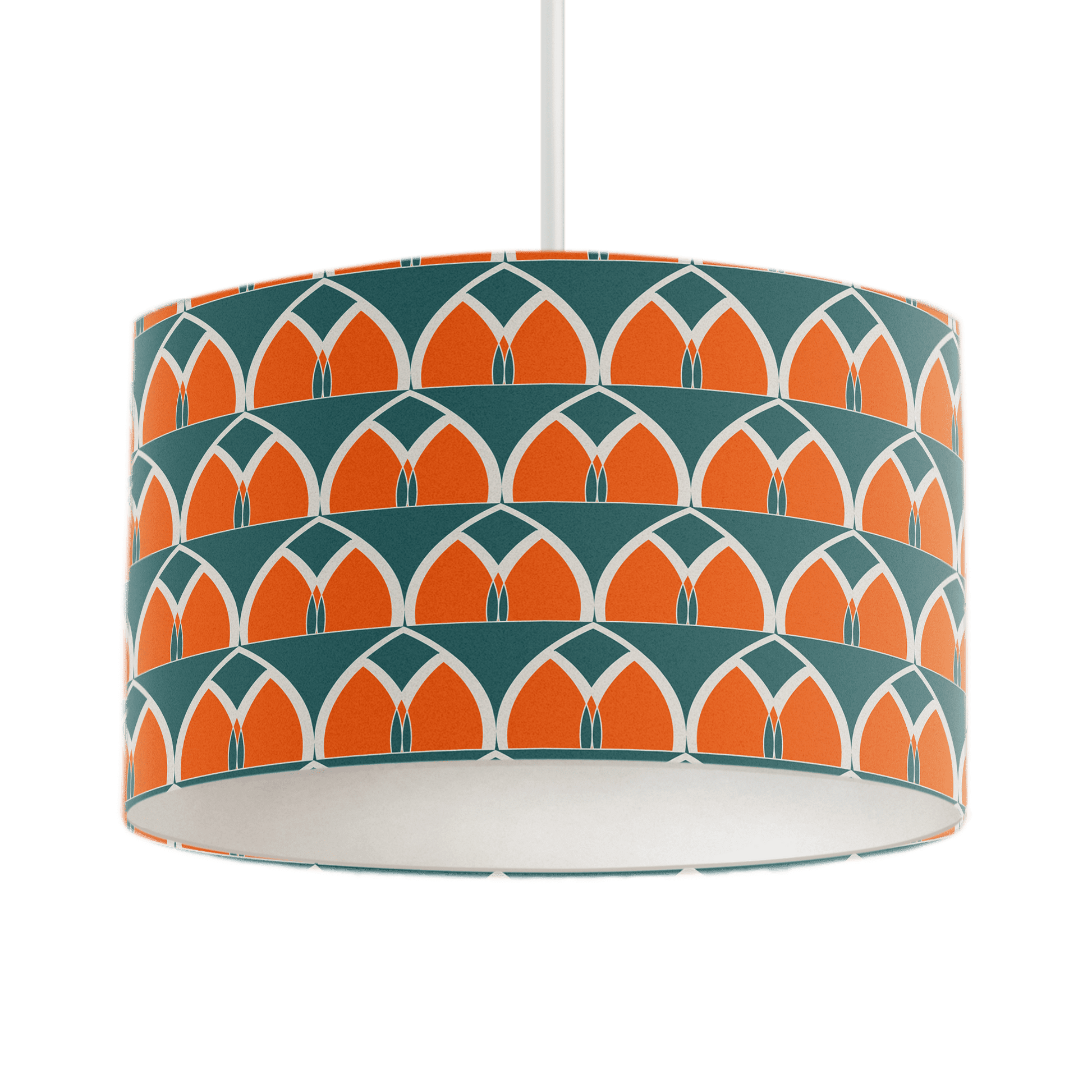 Teal and Orange Geometric Arches Design Lampshade, Ceiling or Table Lamp Shade
