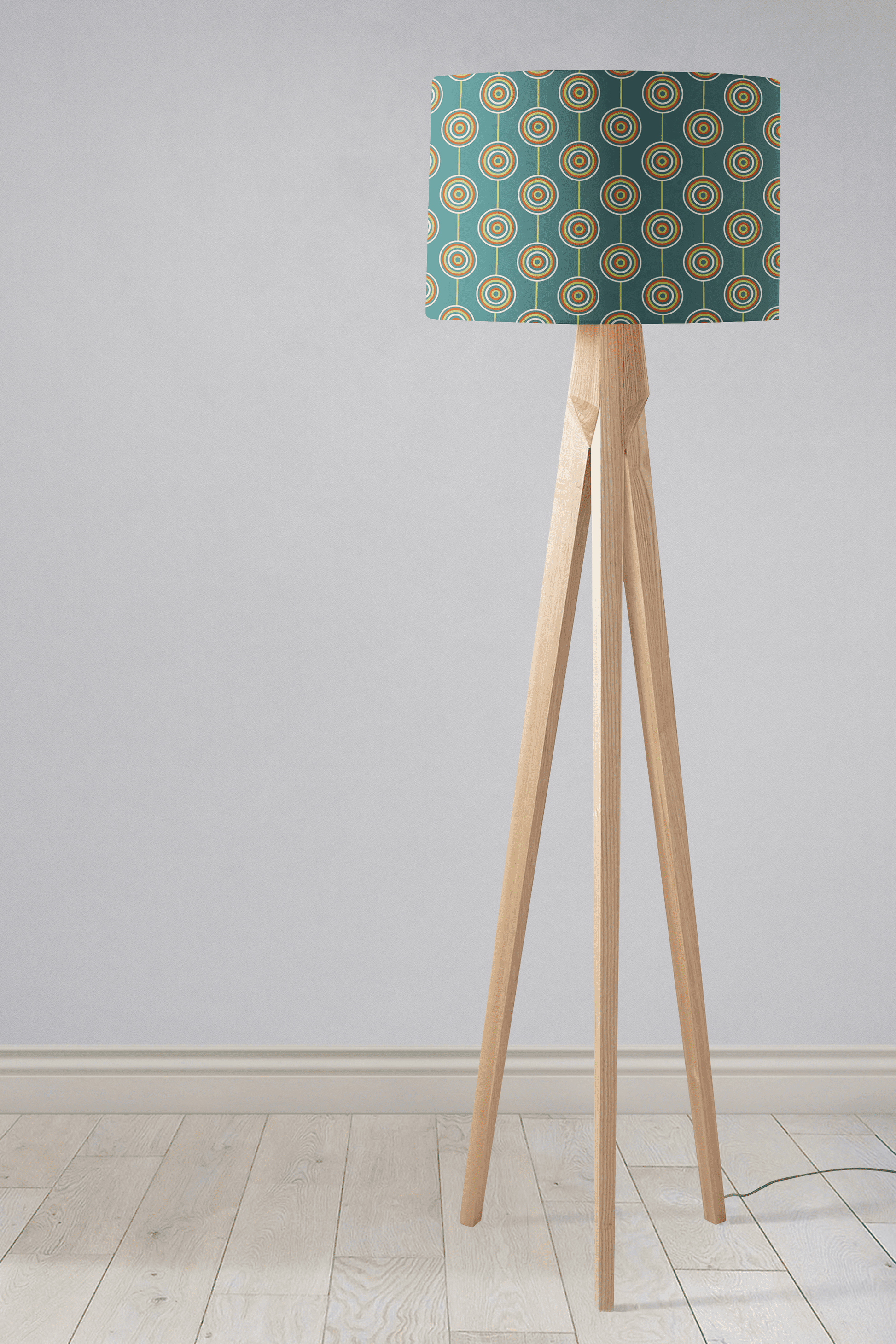 Teal Retro Circles Lampshade for Ceiling or Table Lamp