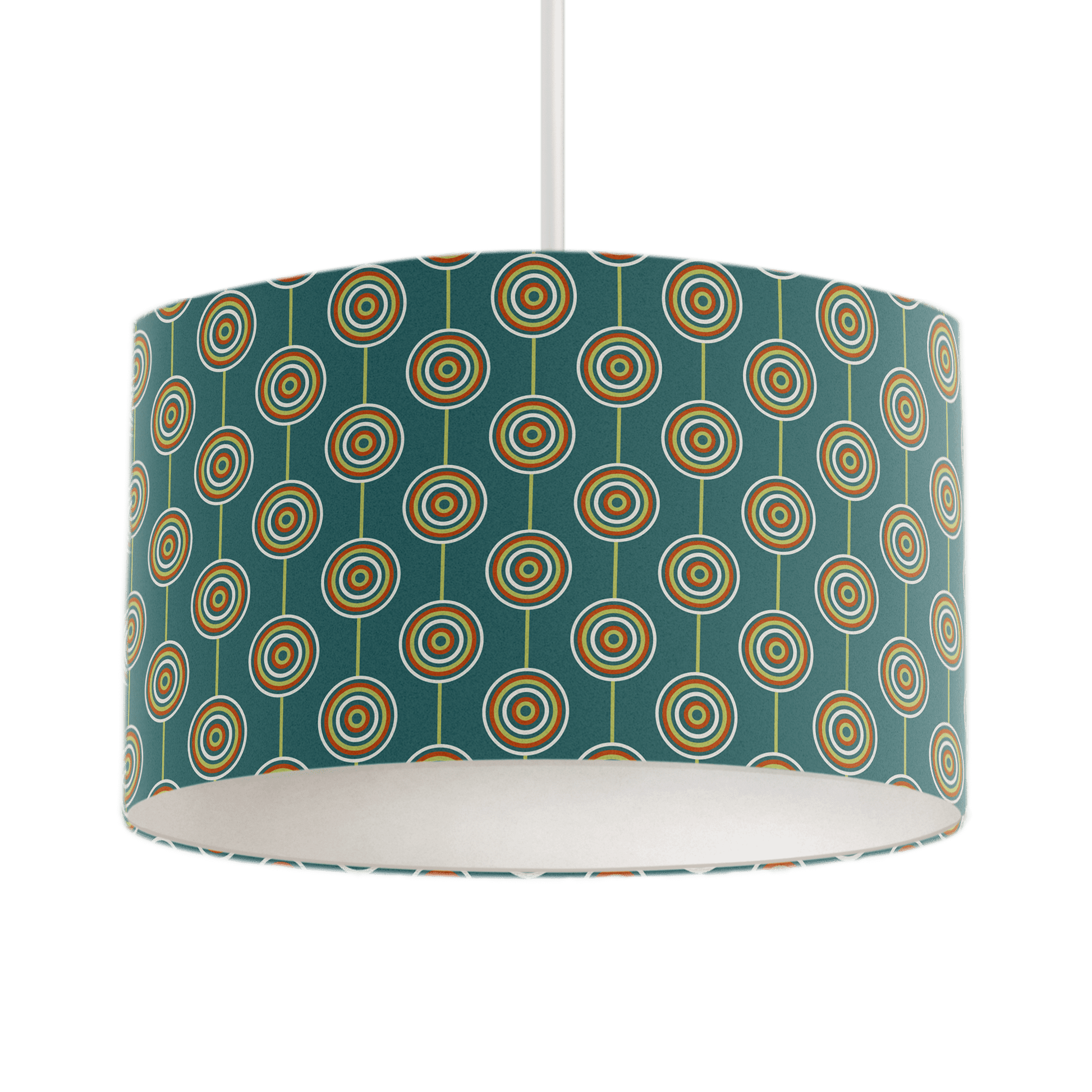 Teal Retro Circles Lampshade for Ceiling or Table Lamp