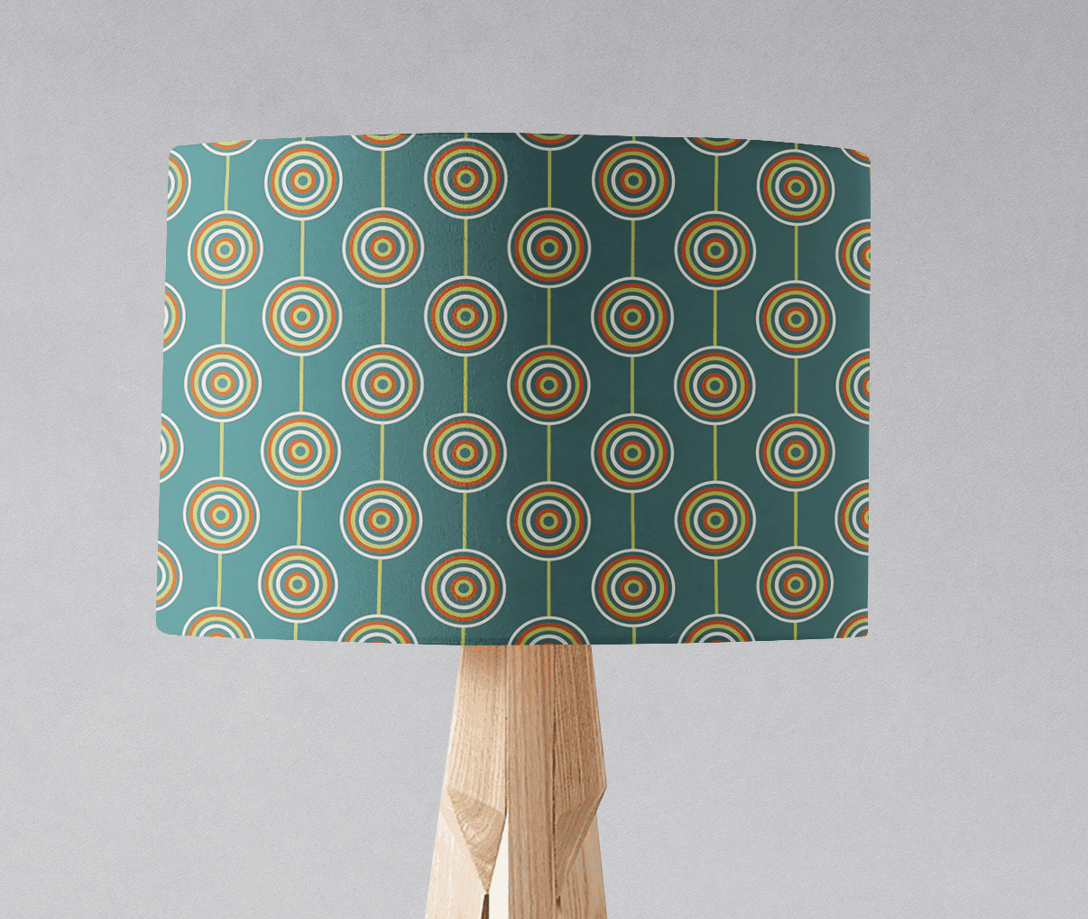 Teal Retro Circles Lampshade for Ceiling or Table Lamp