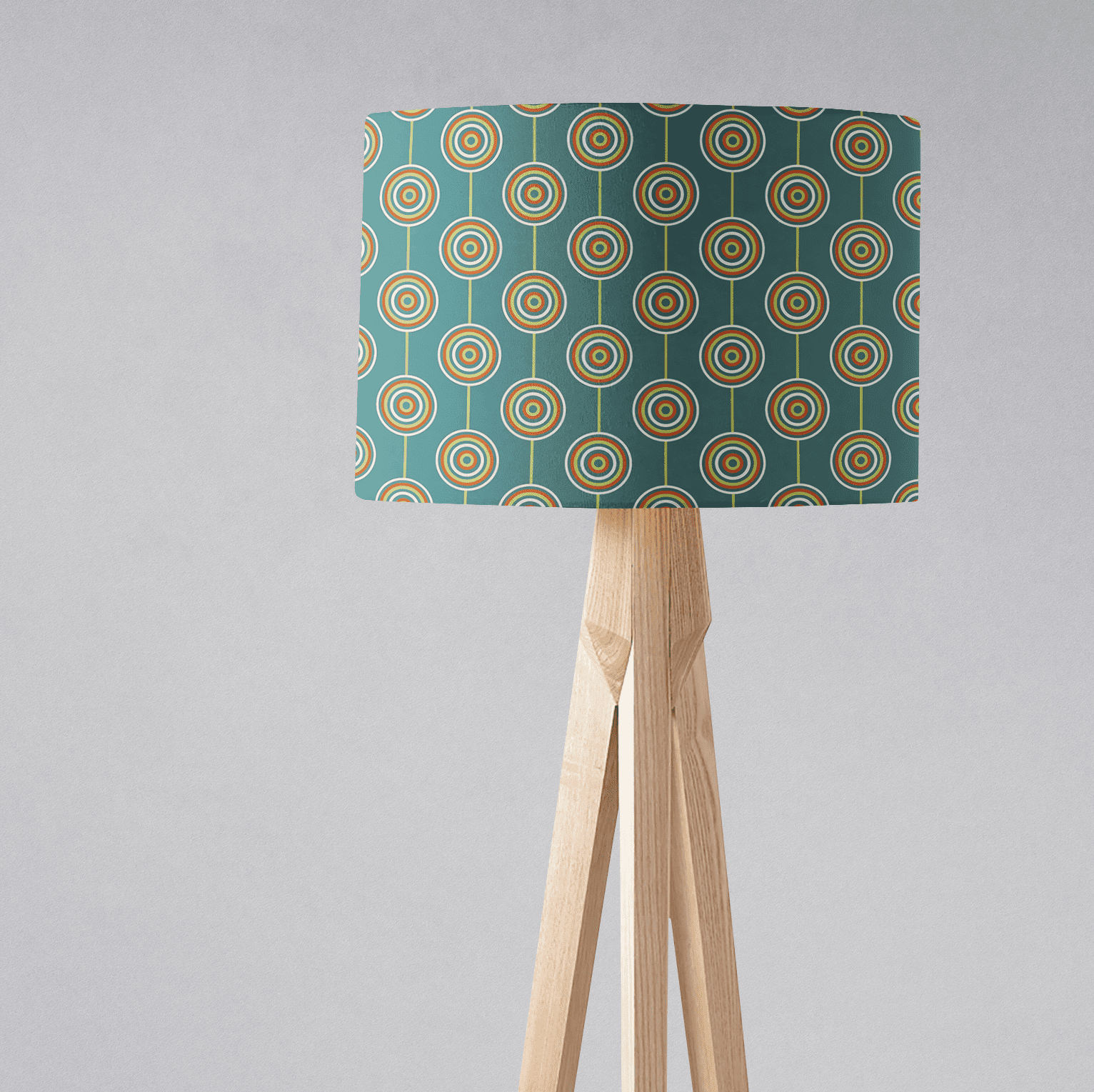 Teal Retro Circles Lampshade for Ceiling or Table Lamp