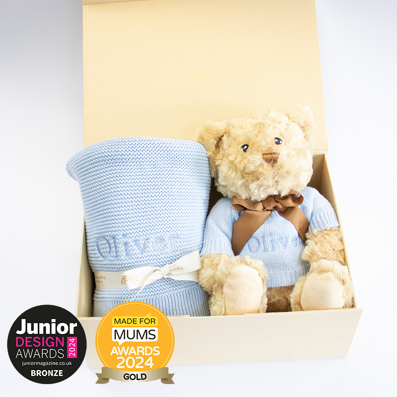 Personalised Baby Blanket and Teddy Bear Gift Set