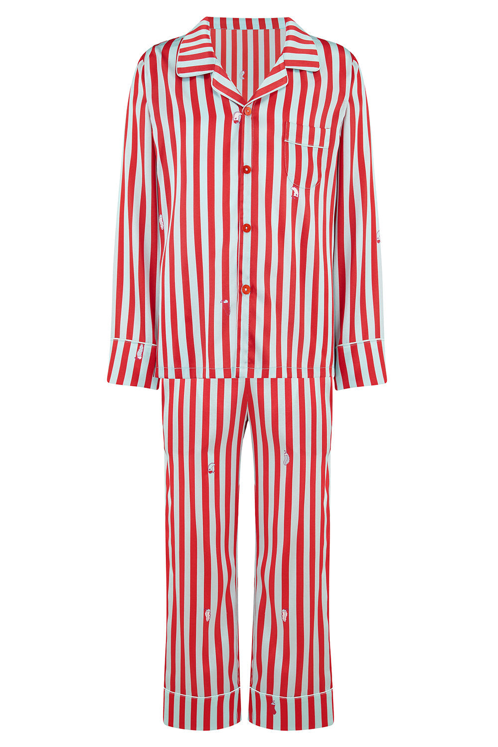 Teddy Ladybird Stripe Silk Pyjama Set for Boys