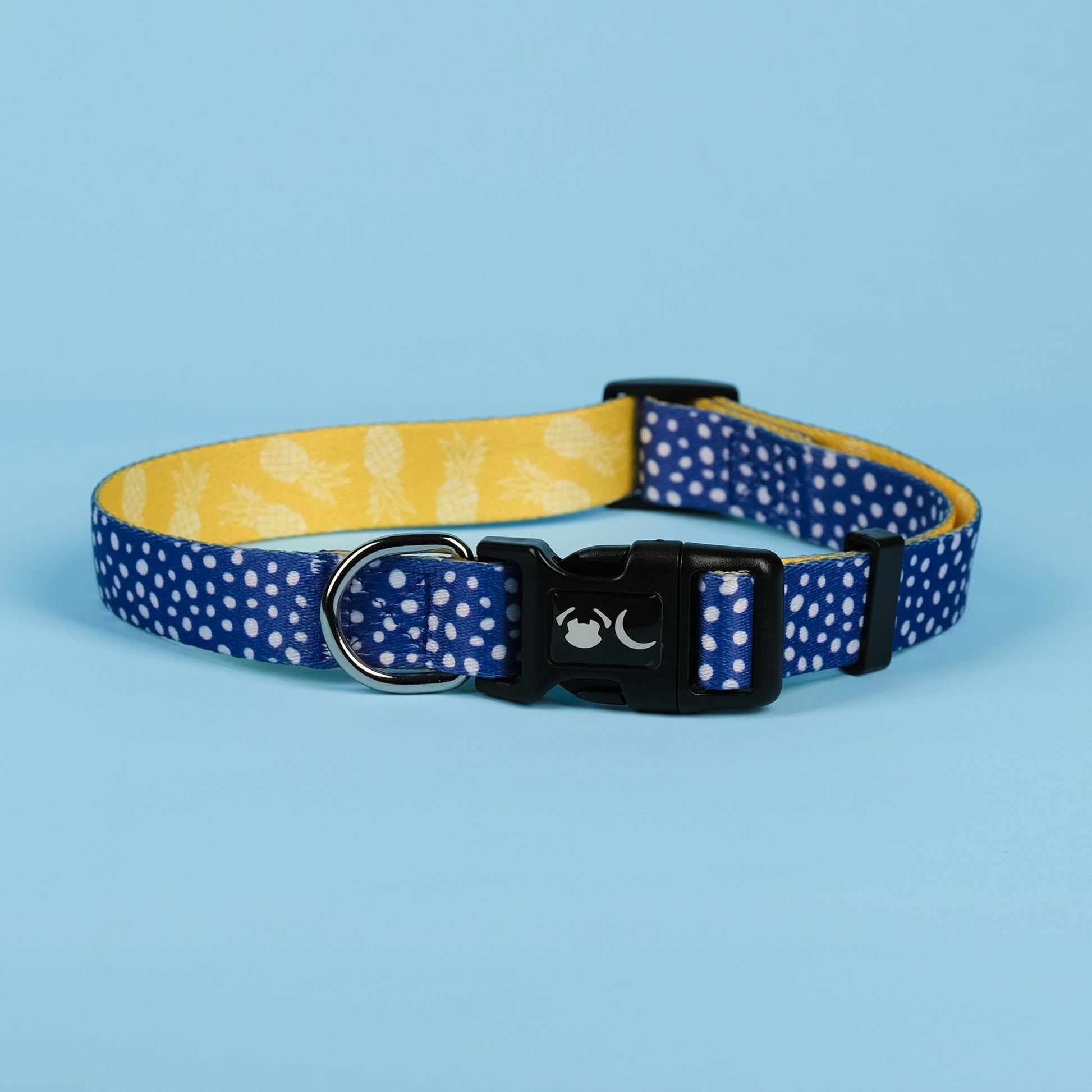 Minnie Dog Collar in Blue Polka Dot and Yellow