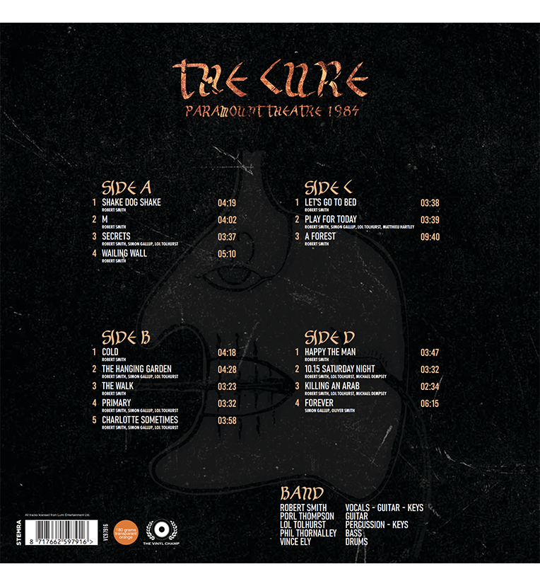The Cure Paramount Theatre 1984 Limited Edition Double LP 180g Transparent Orange Vinyl