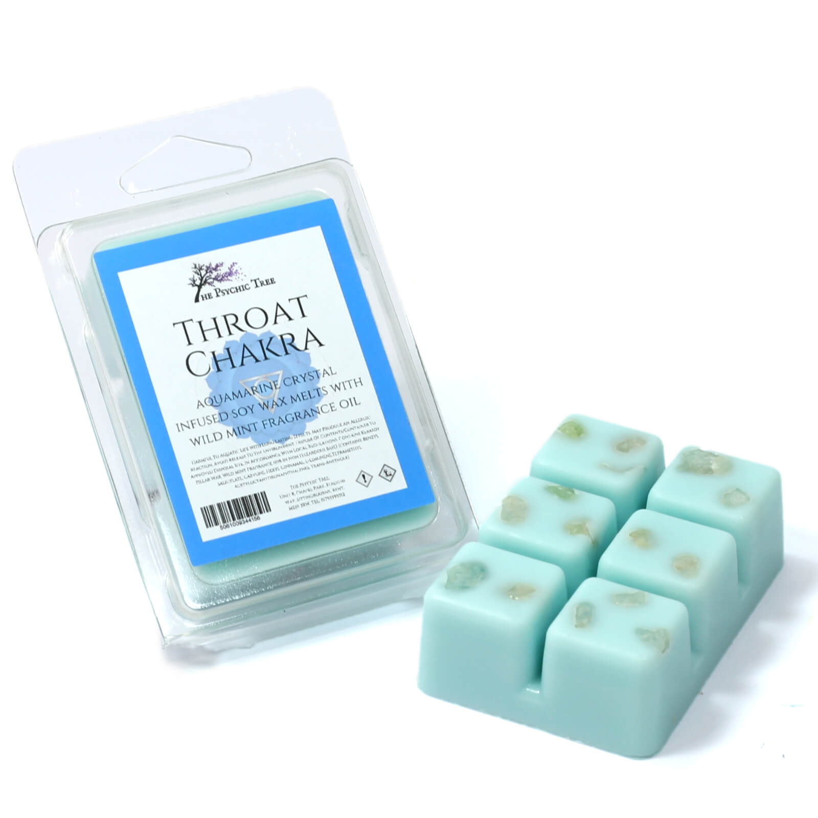 Throat Chakra Crystal Infused Scented Wax Melts with Aquamarine
