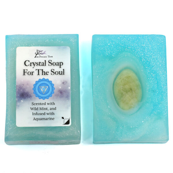 Throat Chakra Crystal Soap with Aquamarine and Wild Mint