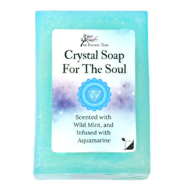 Throat Chakra Crystal Soap with Aquamarine and Wild Mint