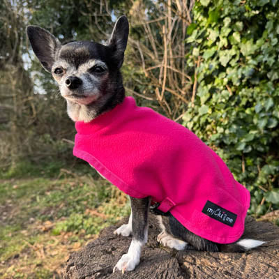 Tiny Toastie Water Repellent Fleece Dog Coat in Hot Pink
