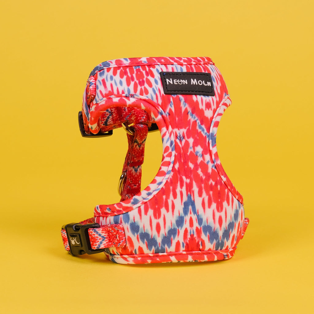 Mesh Pet Harness in Red and Blue Chevron