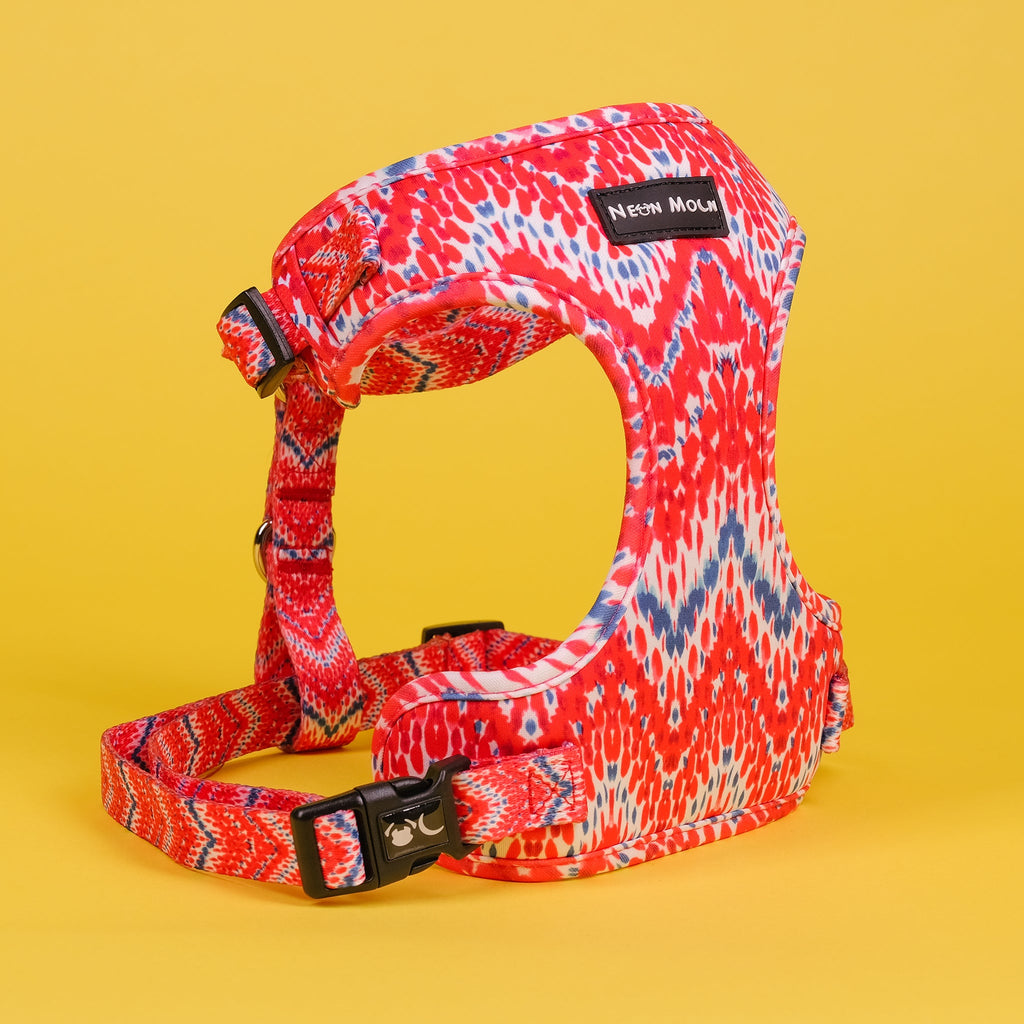 Mesh Pet Harness in Red and Blue Chevron
